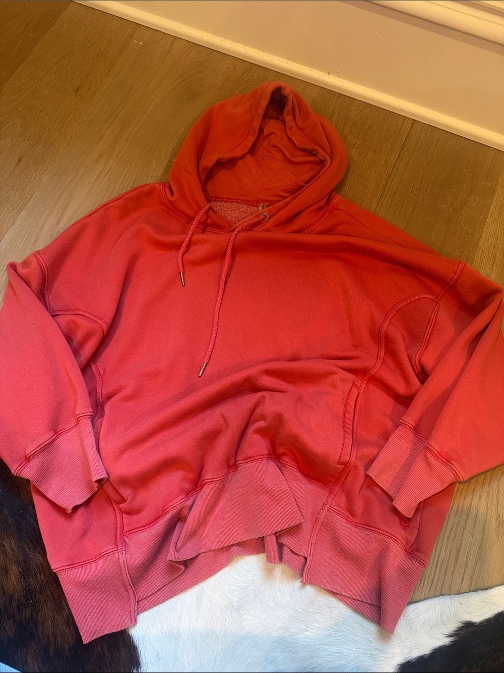 Free People Coral Red Hooded Sweatshirt